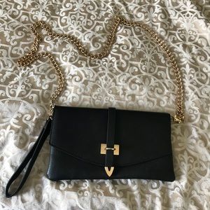 Black and Gold Clutch with chain